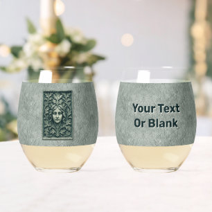 Green Woman - Stone Stemless Wine Glass