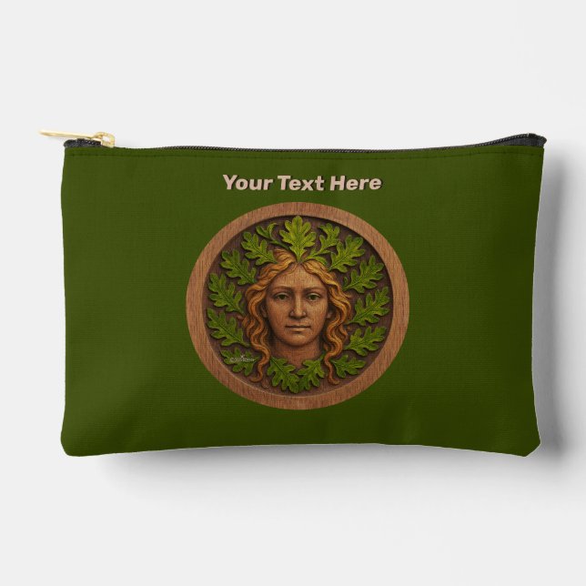 Green Woman - Wood Accessory Pouch (Front)
