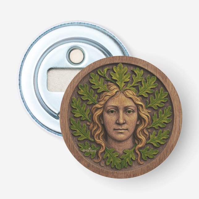 Green Woman - Wood Bottle Opener (Front)