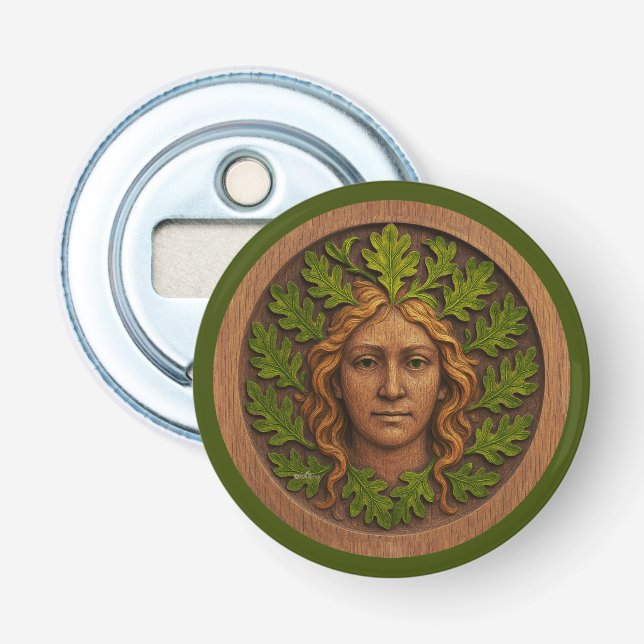 Green Woman - Wood Bottle Opener (Front)
