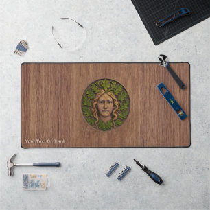 Green Woman - Wood Desk Mat