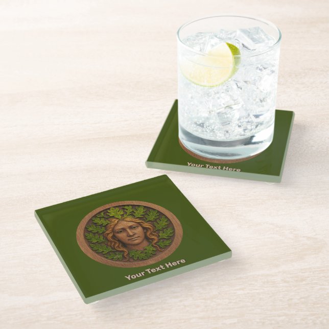 Green Woman - Wood Glass Coaster (Angled)