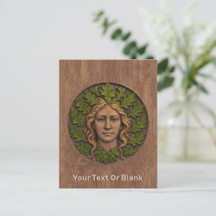 Green Woman - Wood Holiday Postcard
