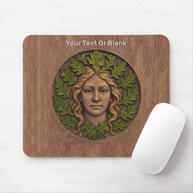 Green Woman - Wood Mouse Mat (With Mouse)