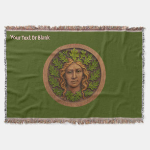 Green Woman - Wood Throw Blanket