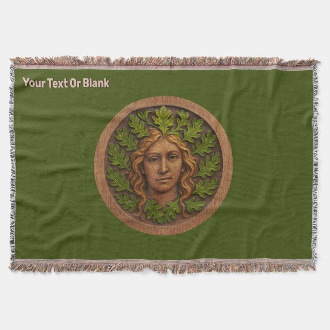 Green Woman - Wood Throw Blanket (Front)