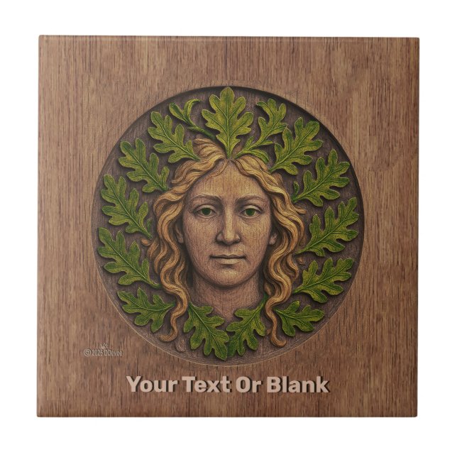 Green Woman - Wood Tile (Front)
