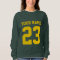 Green women's hoodie with custom jersey number