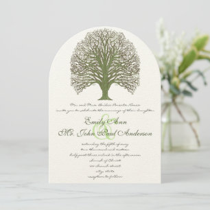 Green Wood Grain Tree Wedding Invitation