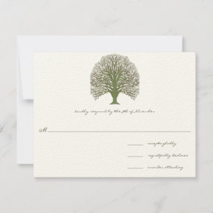 Green Wood Grain Tree Wedding RSVP