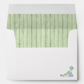 Green Wood Lined Baby Shower Envelope