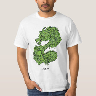 green wooden dragon design t-shirt