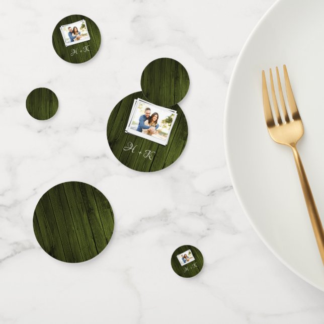 Green Wooden Photo Bridal Shower Confetti (Group)