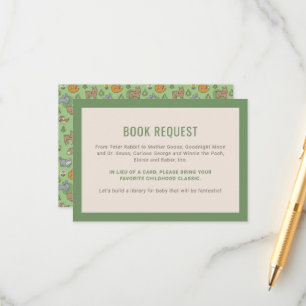 Green Woodland Animals Baby Shower Book Request Enclosure Card