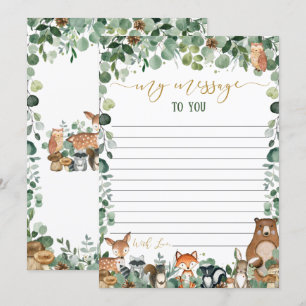 Green Woodland Animals Time Capsule Message Cards