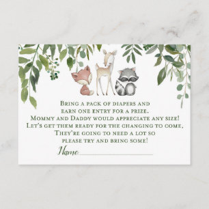 Green Woodland Baby Shower Diaper Raffle Insert