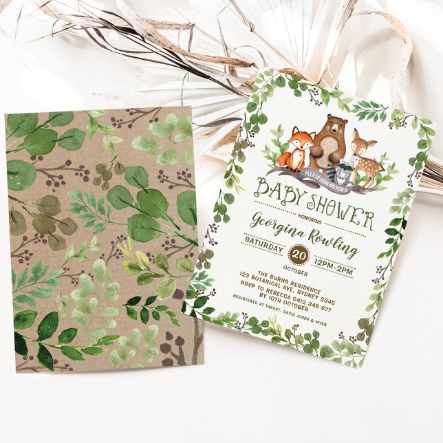Green Woodland Baby Shower Invitation Forest (Creator Uploaded)