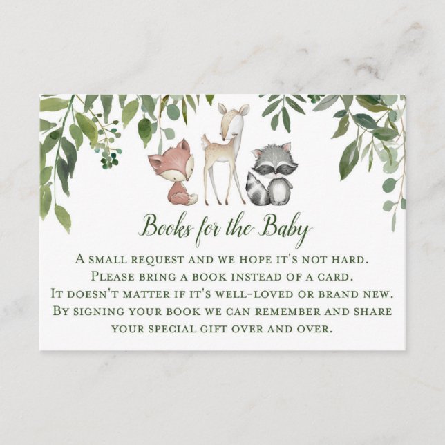 Green Woodland Books for Baby Card (Front)