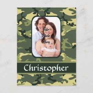 Green woodland camouflage postcard