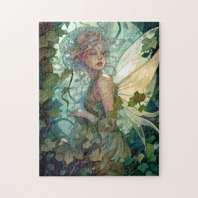 Green Woodland Fairy Fantasy Art Jigsaw Puzzle (Vertical)