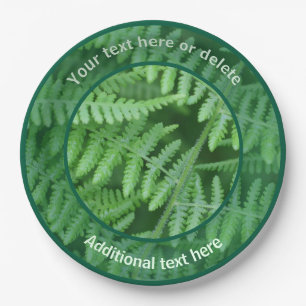 Green Woodland Ferns Personalised Party Paper Plate