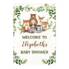 Green Woodland Forest Baby Animals Welcome Poster
