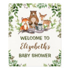Green Woodland Forest Baby Animals Welcome Poster