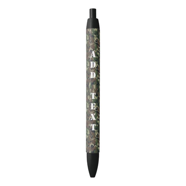 Green Woodland Military Camouflage Pattern Blue Ink Pen (Front Vertical)