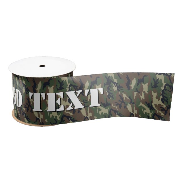 Green Woodland Military Camouflage Pattern Satin Ribbon (Spool)