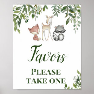 Green Woodland Table Sign - Favours Sign 8x10