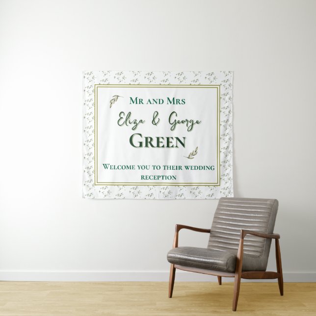 Green Woodland Theme All in One Wedding Invite Tapestry (In Situ (Horizontal))