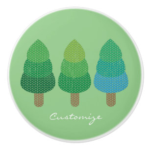 Green Woodland Trees Thunder_Cove Ceramic Knob