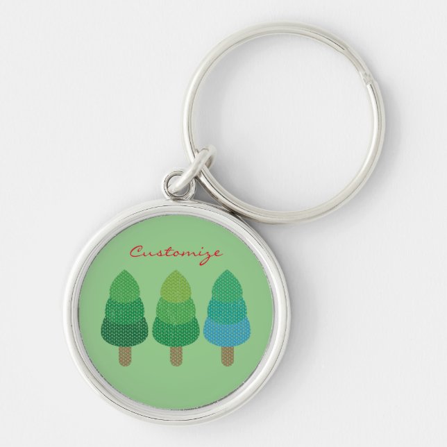 Green Woodland  Trees Thunder_Cove Key Ring (Front)