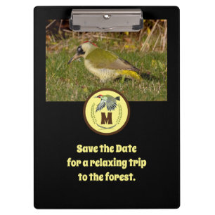 Green Woodpecker Flying Monogram Photo Clipboard