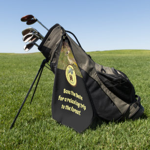 Green Woodpecker Flying Monogram Photo Golf Towel