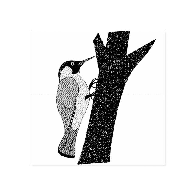 Green Woodpecker Illustration Rubber Stamp (Imprint)
