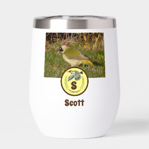 Green Woodpecker Name Tag Photo Monogram