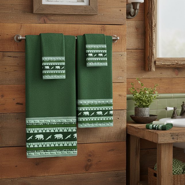 Green woods bath towel set (Creator Uploaded)