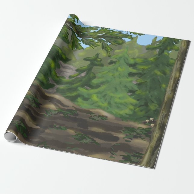 Green Woods Wrapping Paper (Unrolled)
