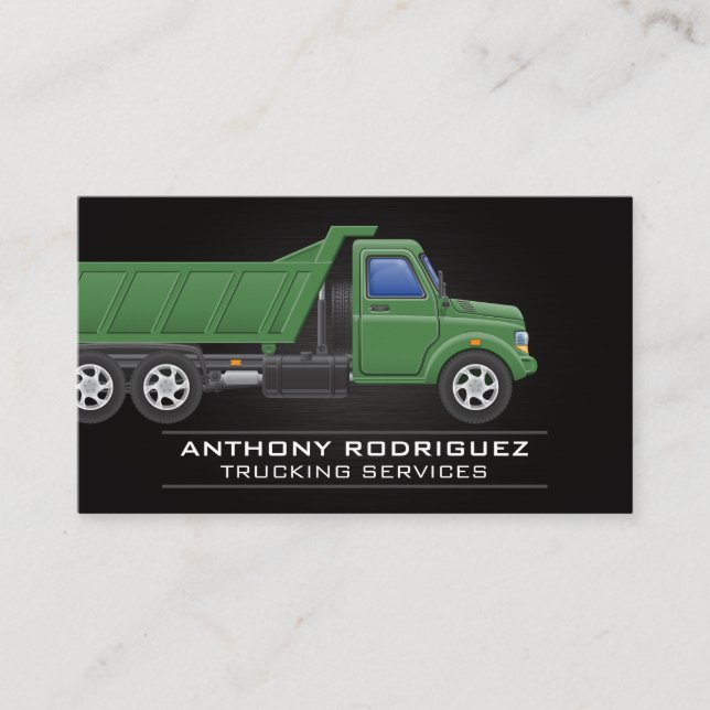 Green Working Truck Vehicle Business Card (Front)