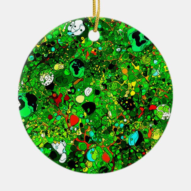 Green World Abstract 409 Ceramic Tree Decoration (Front)