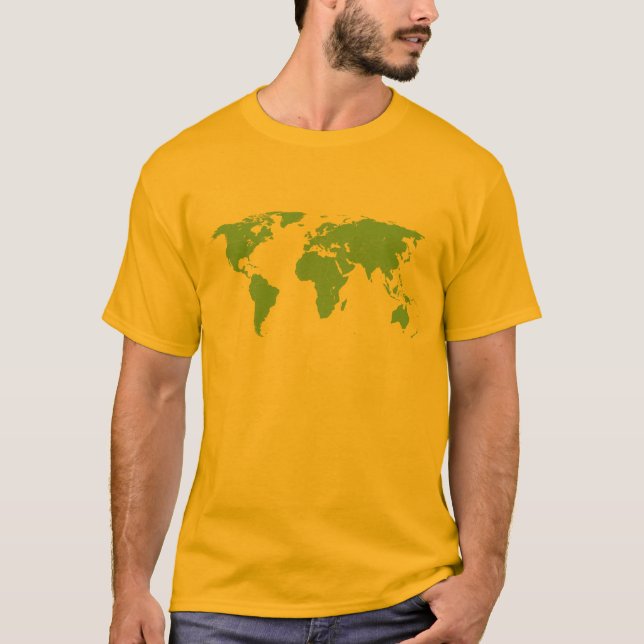 Green World map with countries t-shirt (Front)