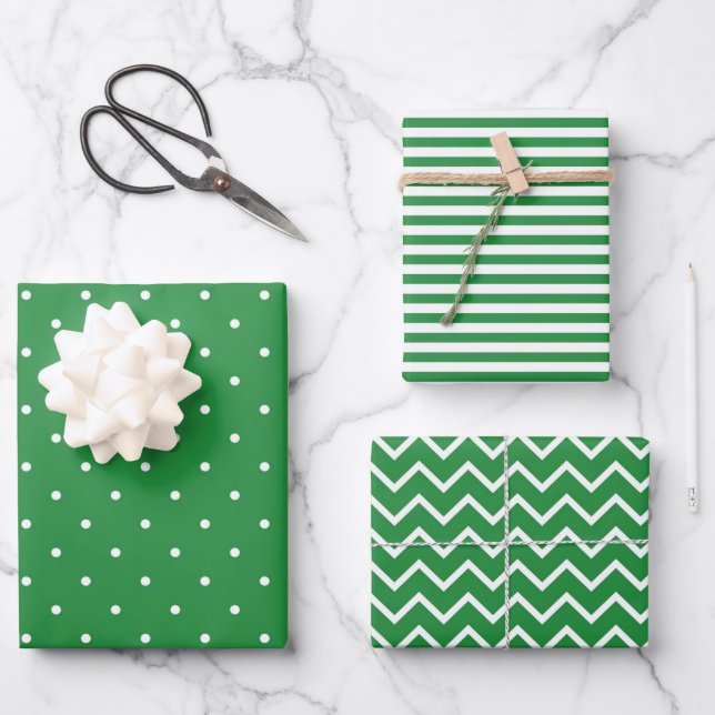 Green Wrapping Paper Sheet Set of 3 (Front)