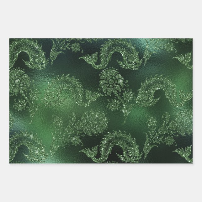 Green Wrapping Paper with shiny pattern (Front)