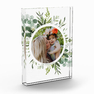 Green Wreath Custom Text Photo Block