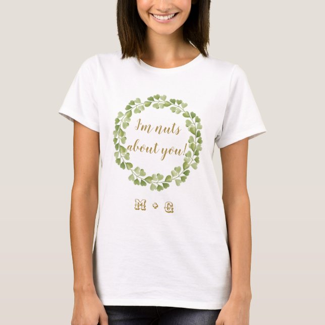 Green Wreath Hearts Funny Quote Valentine's Day T-Shirt (Front)