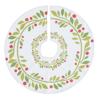 Green Wreath Matching White Christmas Tree Skirt