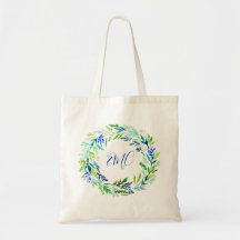 Green Wreath Monogram Tote