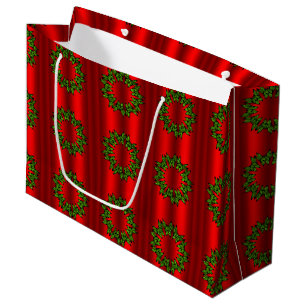 Green Wreath on Green Christmas Large Gift Bag