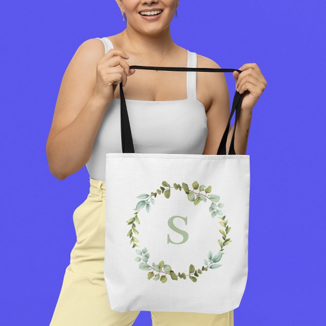 Green Wreath Personalised Monogrammed Tote Bag (Creator Uploaded)
